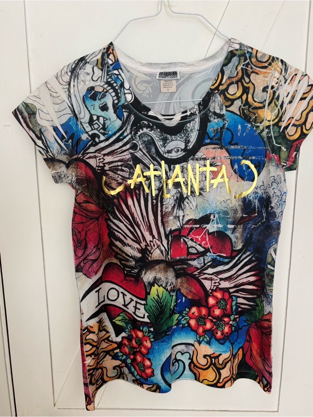 Gear Code Atlanta Graphic Tattoo Print Top Women’s Small Made in USA